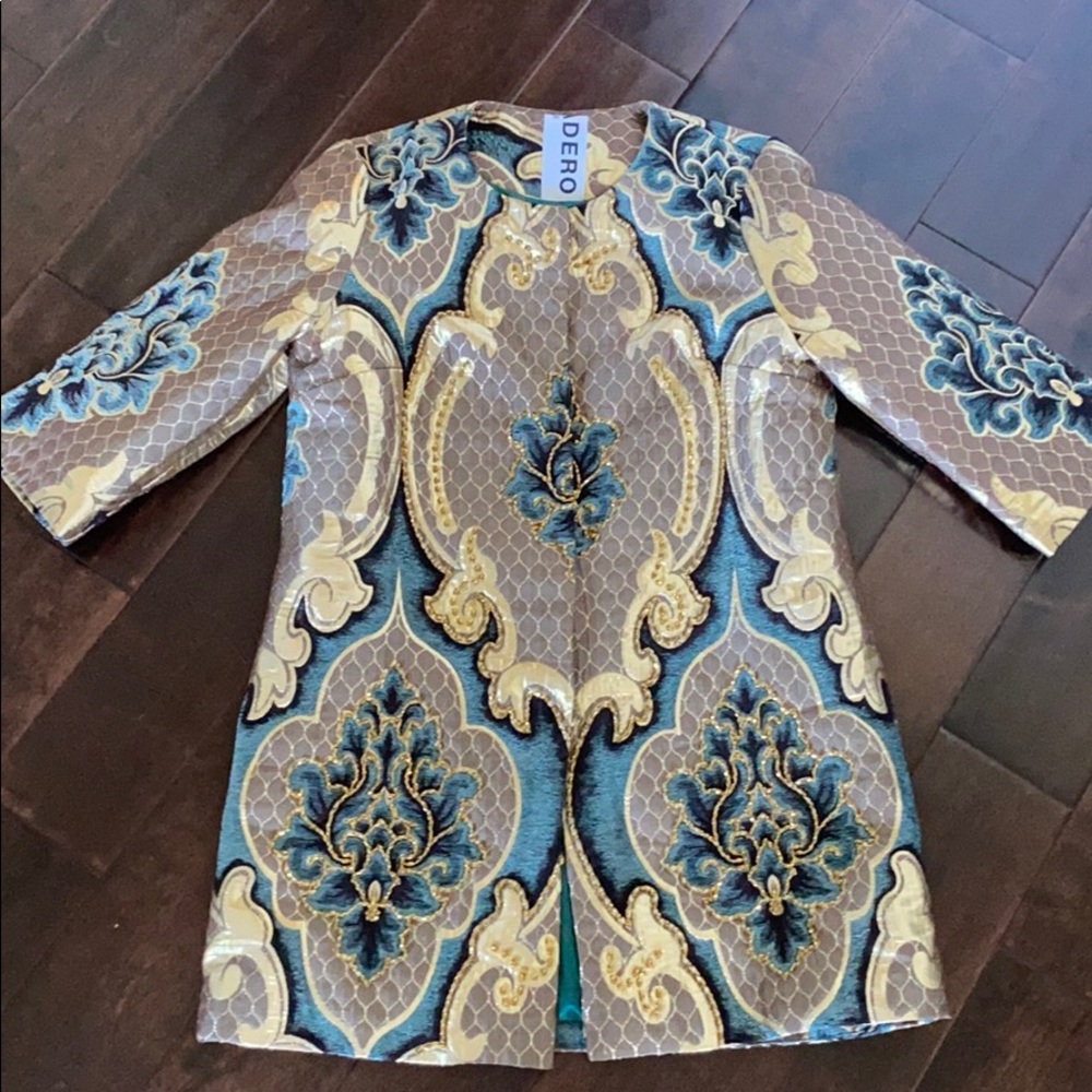 Stunning Crystal and gold embellished Car Coat Dinner Evening Jacket